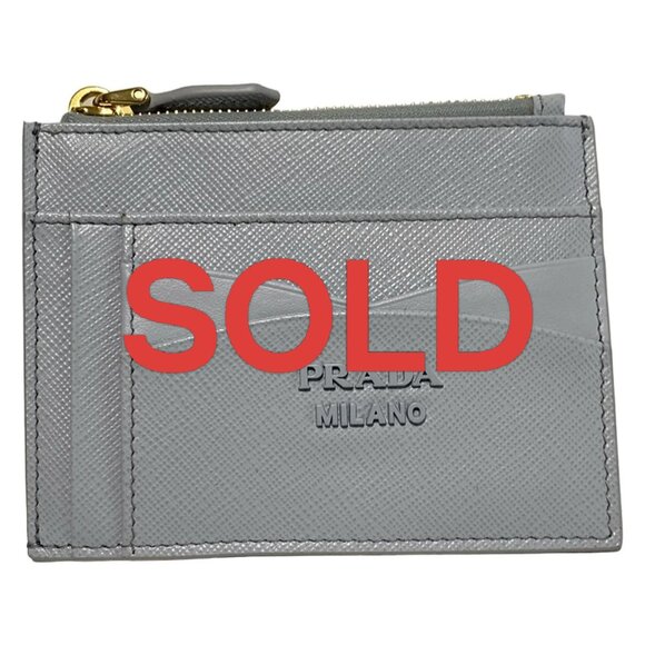 PRADA Light Blue Leather Coin Case 312-052425